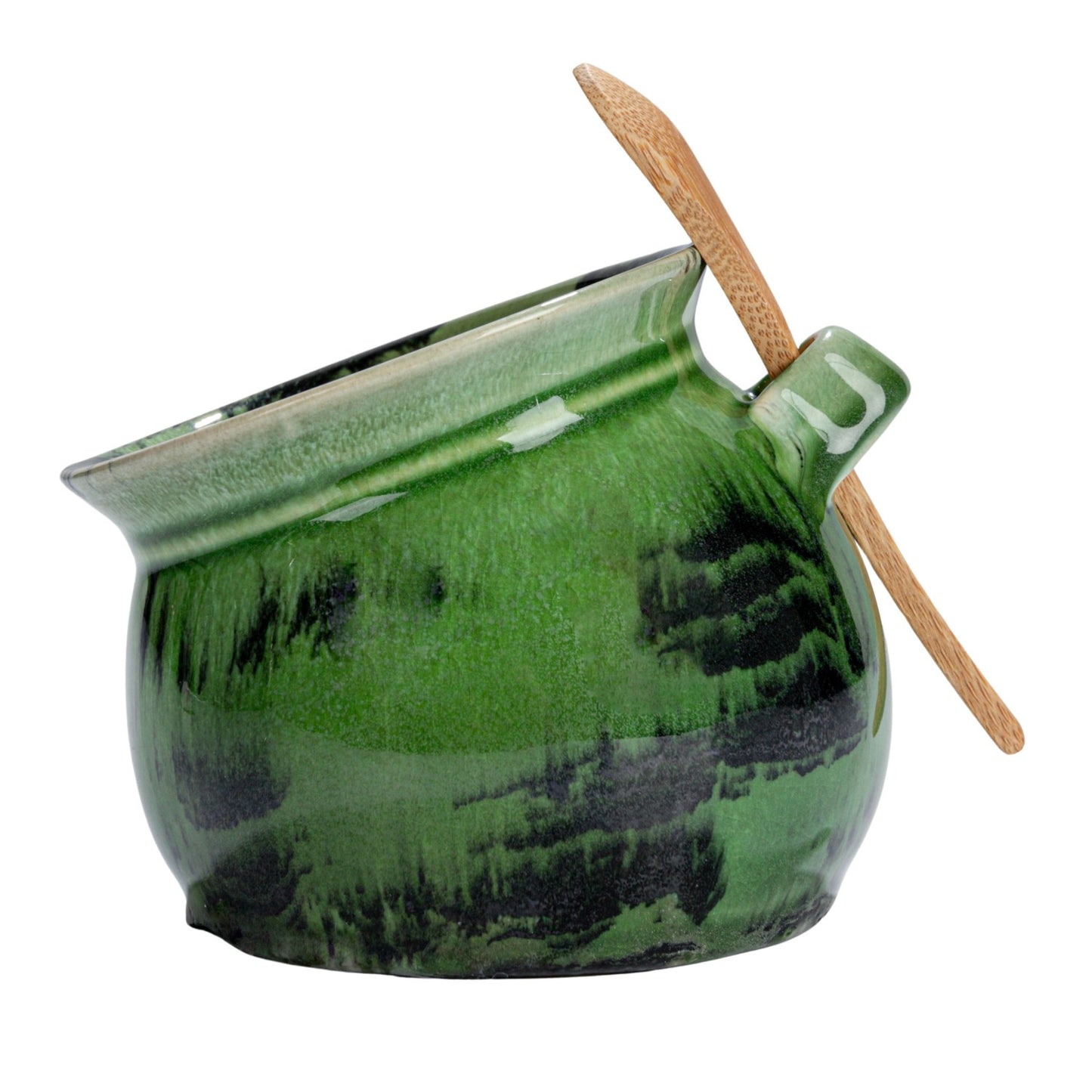Stoneware Salt Dish w/wood spoon