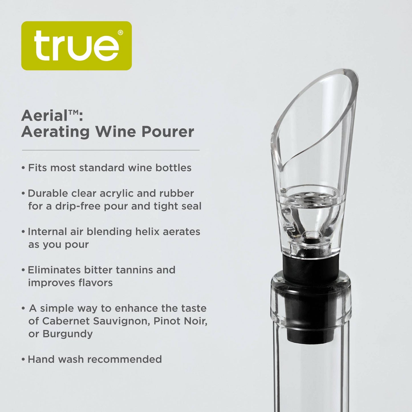 Aerial™ Acrylic & Rubber Aerating Wine Bottle Pour Spout