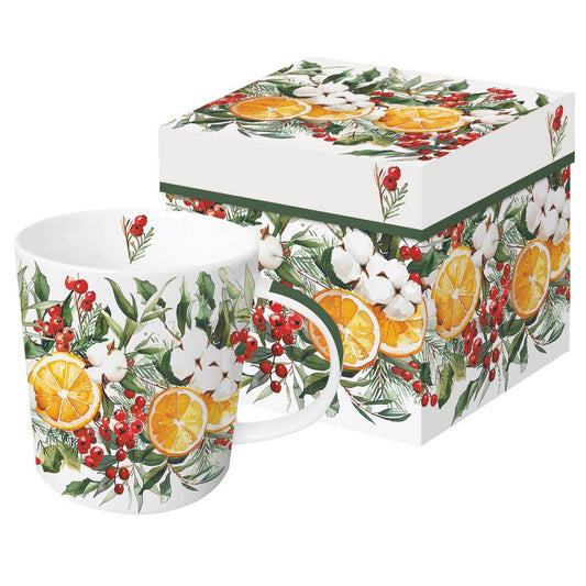 Mug in gift box, winter oranges