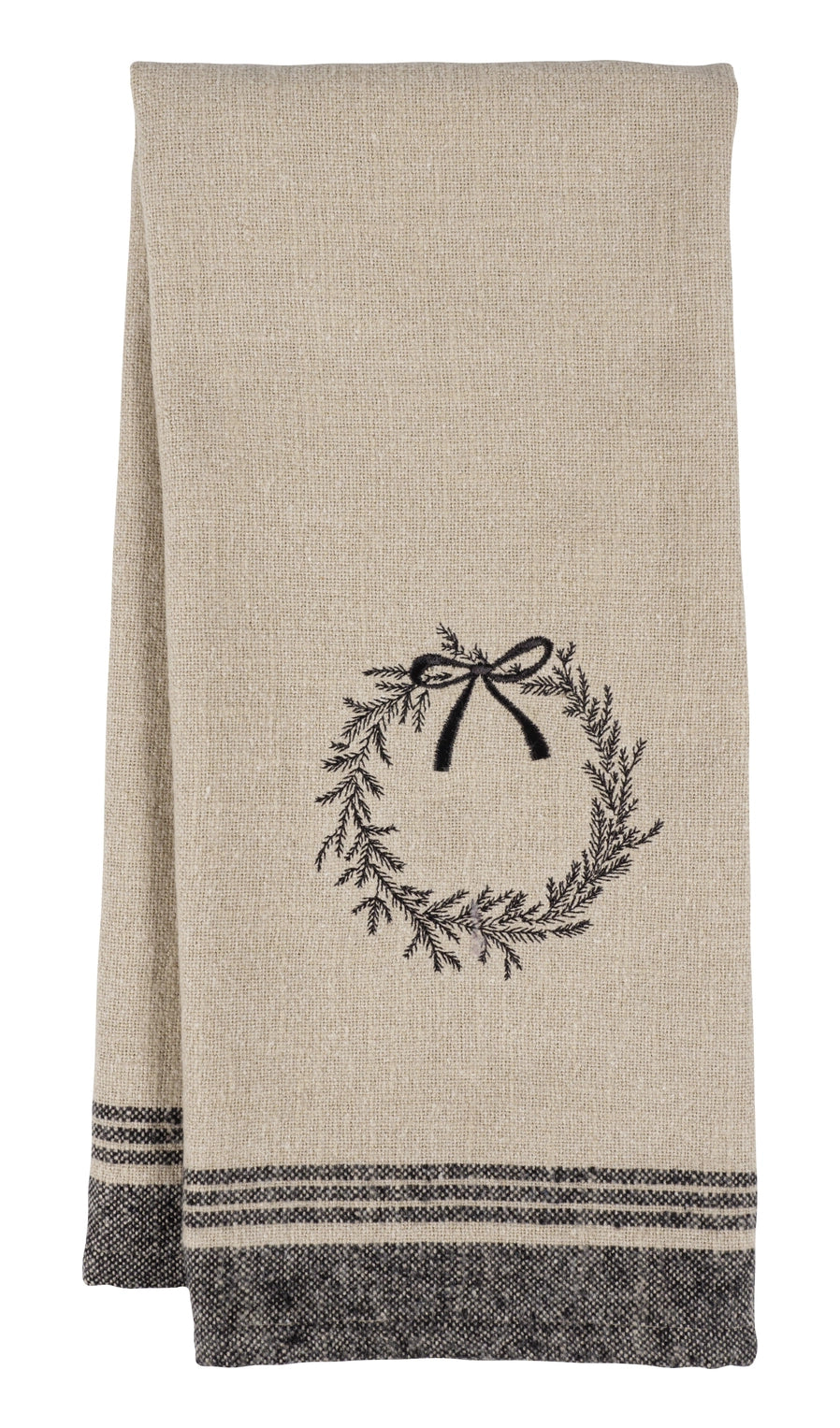 Dishtowel, Wreath Embroidered Holiday Kitchen Towel
